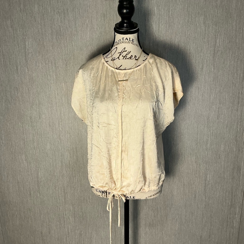 Worthington Cream Blouse with Drawstring Size Medium